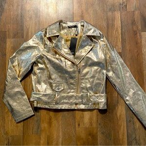 Nasty Gal Glow For It Metallic Moto Jacket size 2